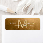 Waterverf Wedding Monogram herfst Gold ID786 Etiket (Insitu)