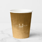 Waterverf Wedding Monogram herfst Gold ID786 Papieren Bekers (Achterkant)