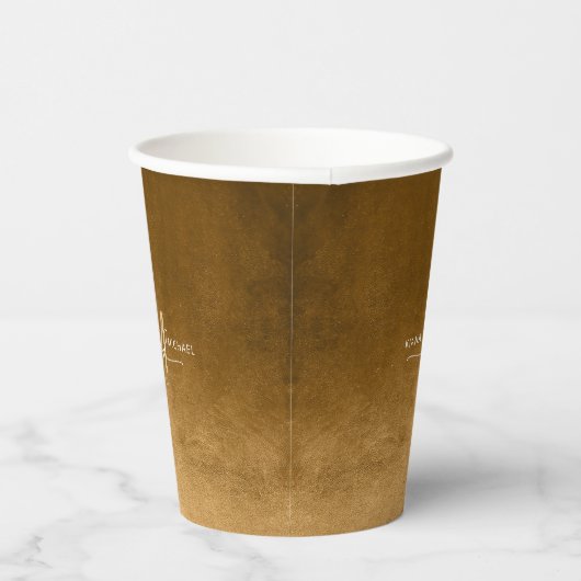 Waterverf Wedding Monogram herfst Gold ID786 Papieren Bekers (Rechts)