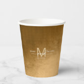 Waterverf Wedding Monogram herfst Gold ID786 Papieren Bekers (Voorkant)