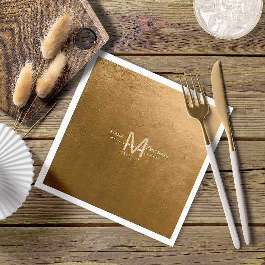 Waterverf Wedding Monogram herfst Gold ID786 Servet