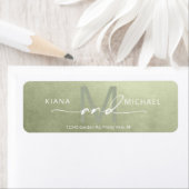 Waterverf Wedding Monogram Sage Green ID786 Etiket (Insitu)