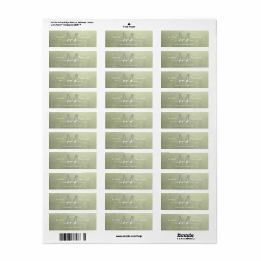 Waterverf Wedding Monogram Sage Green ID786 Etiket