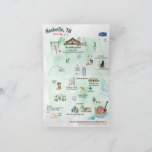 Waterverf Wedding opslaan Datum | Nashville Aankondiging (Binnen)