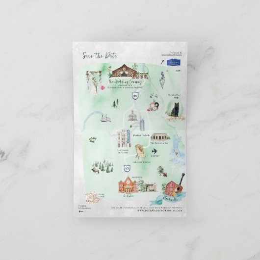 Waterverf Wedding opslaan Datum | Nashville Aankondiging (Binnen)