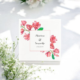 Waterverf Wedding Pink White Magnolia Floral Servet