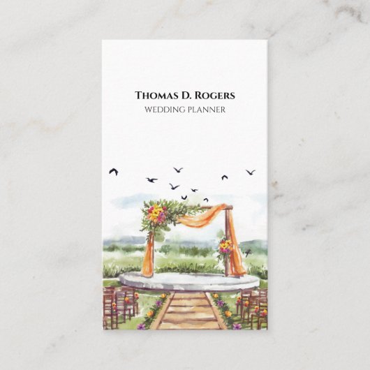 Waterverf Wedding Planner Fotograaf QR Code Visitekaartje (Voorkant)