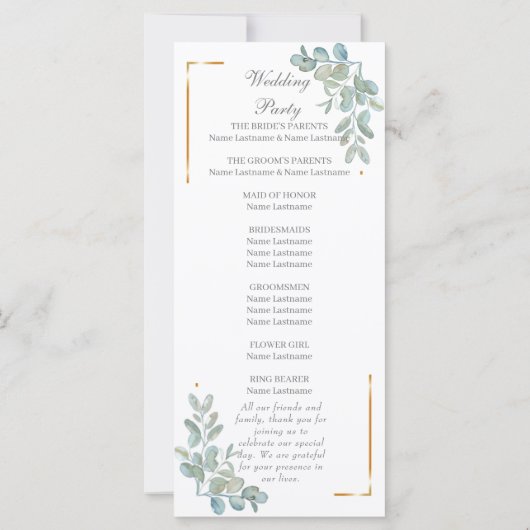 Waterverf Wedding Programma (Achterkant)