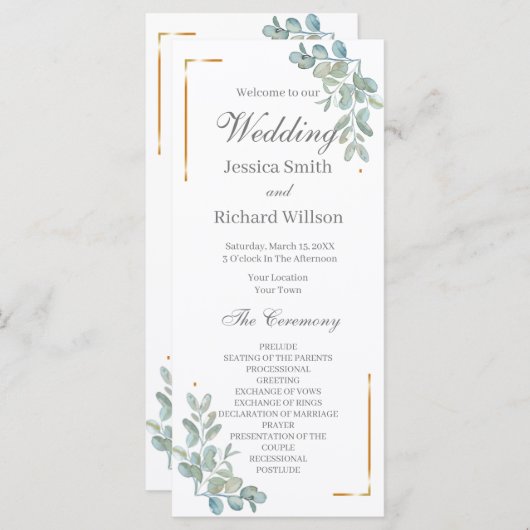 Waterverf Wedding Programma (Voorkant / Achterkant)