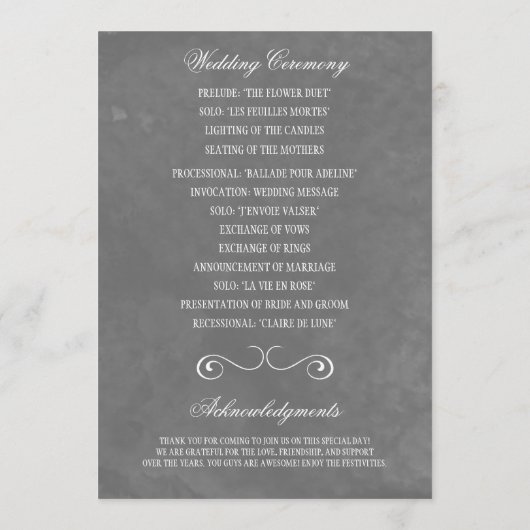 Waterverf Wedding Programma's (Achterkant)