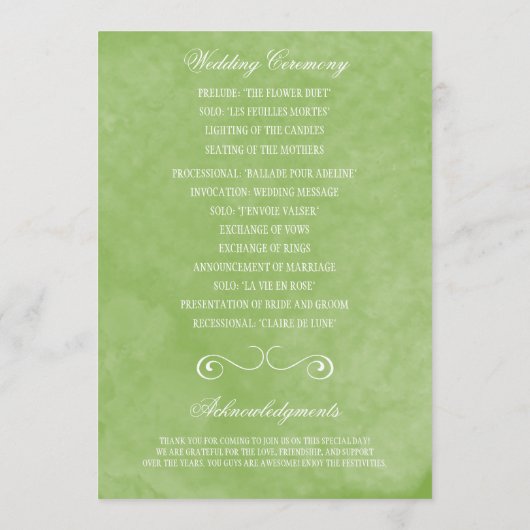 Waterverf Wedding Programma's (Achterkant)