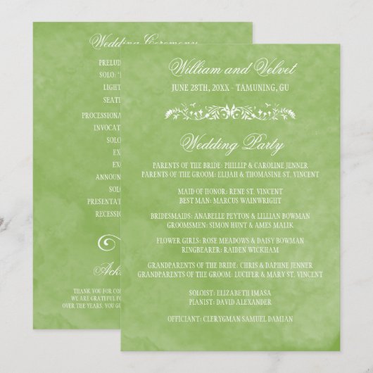 Waterverf Wedding Programma's (Voorkant / Achterkant)