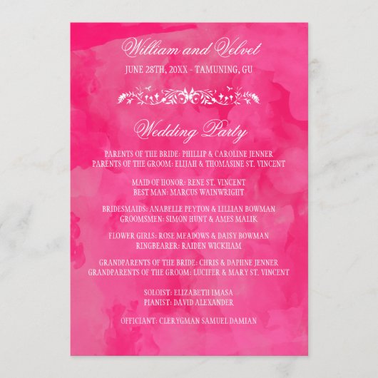 Waterverf Wedding Programma's (Voorkant)