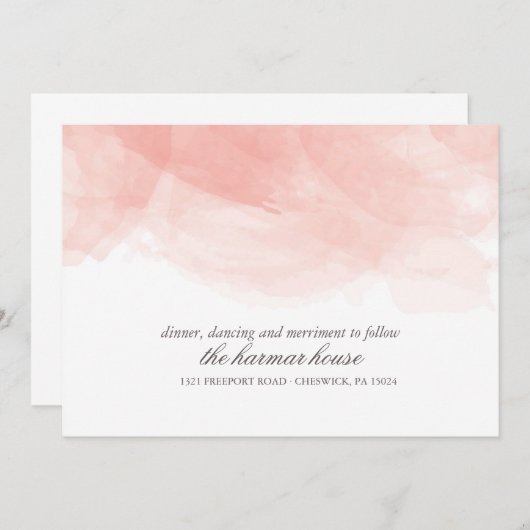 Waterverf Wedding Reception Kaart (Voorkant / Achterkant)