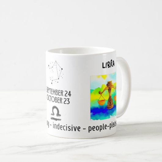 waterverf Weegschaal sterrenbeeld en eigenschappen Koffiemok (Voorkant rechts)