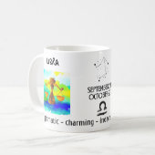 waterverf Weegschaal sterrenbeeld en eigenschappen Koffiemok (Voorkant links)