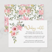 Waterverf weelderig blush roze bloemig goed wensen informatiekaartje (Voorkant / Achterkant)