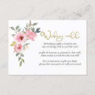 Waterverf weelderig blush roze bloemig goed wensen informatiekaartje