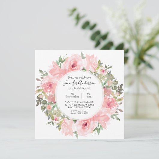 Waterverf weelderig blush roze Vrijgezellenfeest Kaart (Staand voorkant)