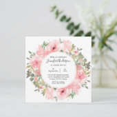 Waterverf Weelderige Roze Bruiloft Kaart (Staand voorkant)