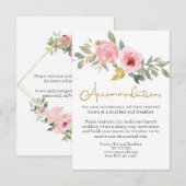 Waterverf Weelderige Roze Roze Bloemige Trouwdag Informatiekaartje (Voorkant / Achterkant)