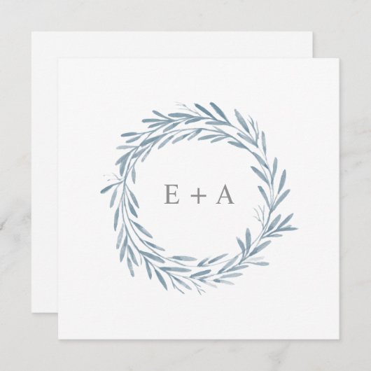 Waterverf Weer Monogram Square Save the Date Kaart (Voorkant / Achterkant)