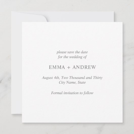 Waterverf Weer Monogram Square Save the Date Kaart (Achterkant)