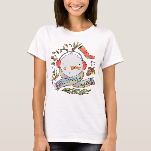Waterverf Wees Merry Snowman T-shirt (Voorkant)