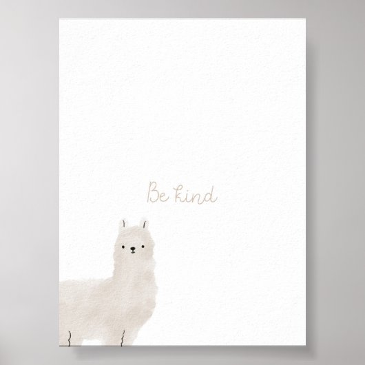 Waterverf Wees vriendelijk lama print (Voorkant)