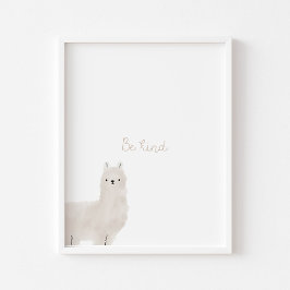 Waterverf Wees vriendelijk lama print