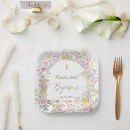 waterverf weide bloemen Doop Papieren Bordje
