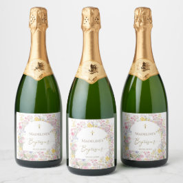 waterverf weide bloemen Doop Sparkling Wijnetiket