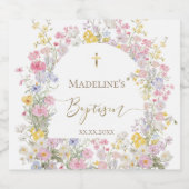 waterverf weide bloemen Doop Sparkling Wijnetiket (Enkel label)