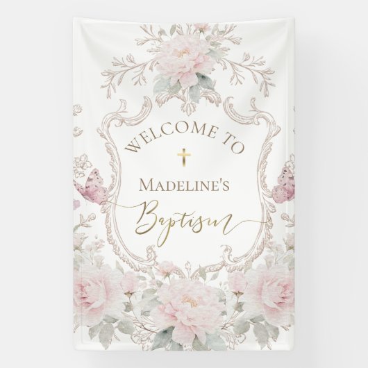 waterverf weide bloemen Doop welkom Spandoek (Verticaal)