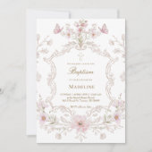 waterverf weide bloemen frame Doop meisje Kaart (Voorkant)