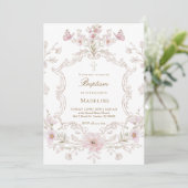 waterverf weide bloemen frame Doop meisje Kaart (Staand voorkant)