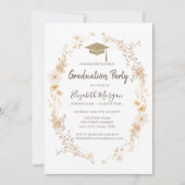 Waterverf Weide Bloemen Glitter Afstudeerhoed  Kaart (Voorkant)