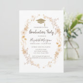 Waterverf Weide Bloemen Glitter Afstudeerhoed  Kaart (Staand voorkant)