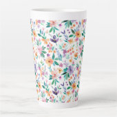 Waterverf Weide Bloemen Patroon Latte Mok (Voorkant)