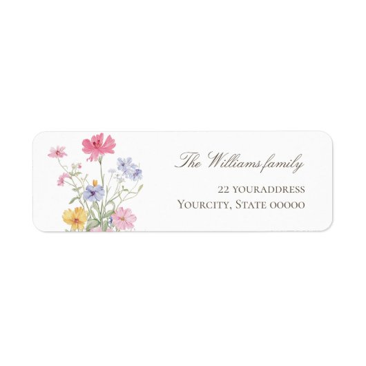 waterverf weide bloemen Retouradreslabel Etiket (Voorkant)