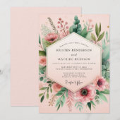 Waterverf Weide Bruiloft met Blush Tint Kaart (Voorkant / Achterkant)
