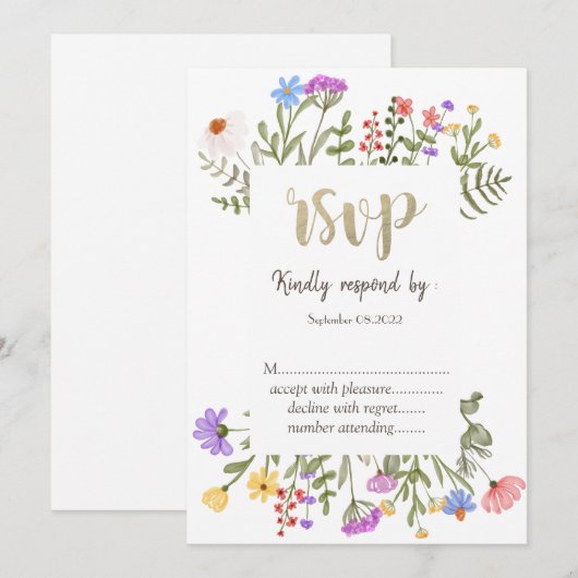 Waterverf Weide met Wilde Bloemen Kaart (Voorkant / Achterkant)