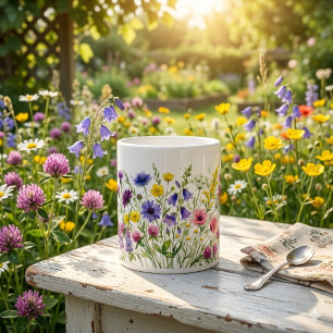 Waterverf weide met wilde bloemen. Speciale mok