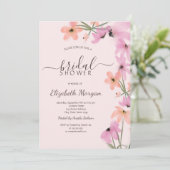Waterverf Weide Roze Boho Bloemen Kaart (Staand voorkant)
