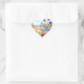 Waterverf weide van roze en blauwe bloemen hart sticker (Tas)