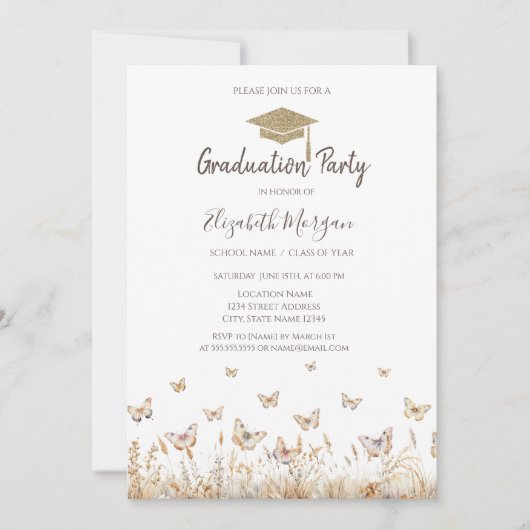 Waterverf weide vlinders Afstuderen Kaart (Voorkant)