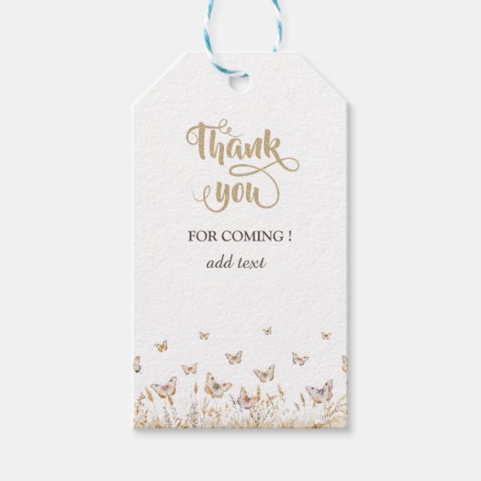 Waterverf weide vlinders cadeaulabel (Voorkant)