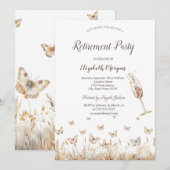 Waterverf weide vlinders glas pensioen kaart (Voorkant / Achterkant)