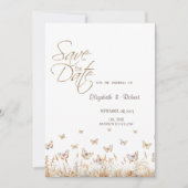 Waterverf weide vlinders opslaan de datum save the date (Voorkant)
