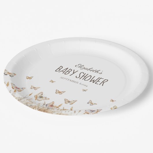 Waterverf weide vlinders papier Borden Papieren Bordje (Gekanteld)